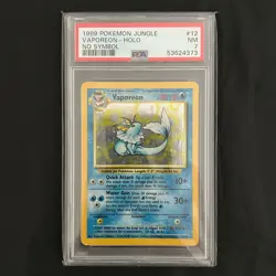 VAPOREON 12/64 HOLO NO SYMBOL ERROR POKEMON - 1999 WOTC Jungle - PSA 7 MINT - Image 1