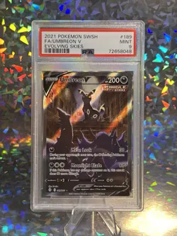 PSA 9 Mint Umbreon V 2021 Evolving Skies 189/203 Full Art Pokemon Card - Image 1
