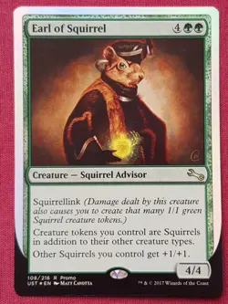 Magic The Gathering UNSTABLE FOIL EARL OF SQUIRREL green card MTG - Image 1