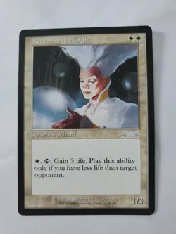 MTG Magic The Gathering Card Keeper of the Light Summon Wizard White Exodus 1998 - Image 1