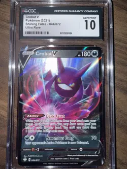 Pokemon TCG Shining Fates Crobat V Holo Ultra Rare Card 044/072 CGC 10 Gem Mint - Image 4