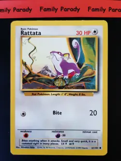 Rattata 30hp 61/102 Carte Pokemon Card Wizards Base Set English 167 - Image 1