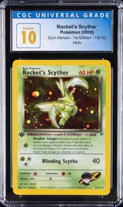 2000 POKEMON GYM HEROES 1ST ED HOLO #13 ROCKET'S SCYTHER CGC 10 PERFECT - Image 1