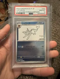 2023 POKEMON JAPANESE SV-P PROMO YU NAGABA X POKEMON CARD #063 VAPOREON PSA 10 - Image 1