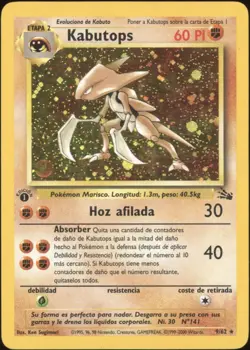 2000 Pokemon SPANISH 1st Edition Fossil Kabutops Holo 9/62 VG - Image 1