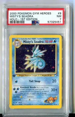 2000 Pokemon Gym Heroes #9 Misty's Seadra Holo 1st Edition PSA 7 NM - Image 1