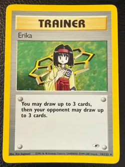 POKEMON TCG TRAINER ERIKA GYM HEROES HOLO UNLIMITED POKEMON HOLO RARE 16/132 NM - Image 1