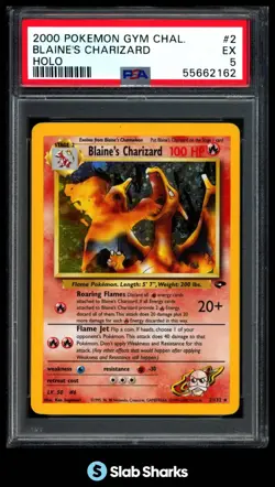 2000 POKEMON GYM CHALLENGE #2/132 BLAINE'S CHARIZARD HOLO PSA 5 - Image 1