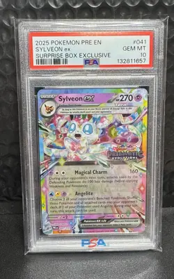 2025 Pokemon Prismatic Evolution Sylveon EX Surprise Box Exclusive PSA 10 - Image 1