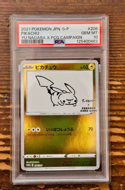 PSA 10 Pikachu Yu Nagaba x PCG Campaign 208/S-P Promo Pokemon Card 2021 GEM MINT - Image 1