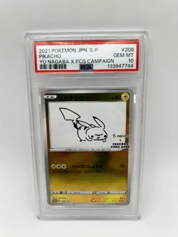 PSA 10 Pikachu Yu Nagaba x PCG Campaign 208/S-P Promo Pokemon Card 2021 GEM MINT - Image 1