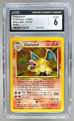 7059 Charizard 1999 Pokemon Base Set Unlimited #4 Rare Holo CGC 6 - Image 1