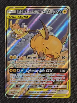 Raichu & Alolan Raichu GX 221/236 Unified Minds Pokemon Card Near Mint - Image 1
