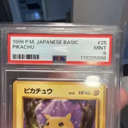PSA 9 Pikachu Japanese Base Set Basic 1996 P.M. Pokemon Mint 9 Graded Card #25 - Image 3
