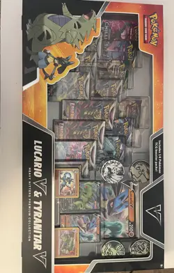 2023 Pokemon TCG Lucario V & Tyranitar V Heavy Hitters Premium Collection 820650856716 - Image 1
