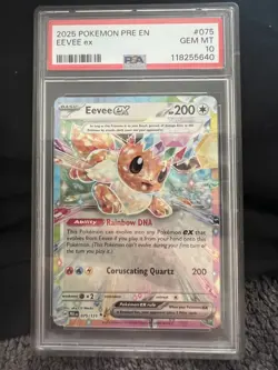 2025 Pokemon Prismatic Evolutions Eevee ex 075/131 PSA 10 - Image 1