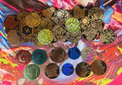 Pokemon Coin Lot Of Official Pokemon TCG Coins Jumbo & Small - Image 1