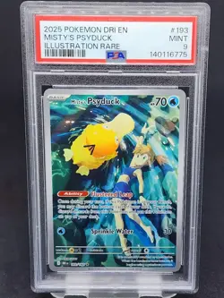 2025 POKEMON DRI EN-DESTINED RIVALS ILLUSTRATION RARE #193 MISTY'S PSYDUCK PSA 9 - Image 1