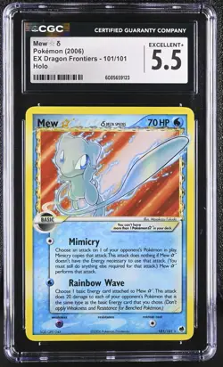CGC 5.5 Mew Gold Star 2006 EX Dragon Frontiers 101/101 Holo Pokemon Card - Image 1