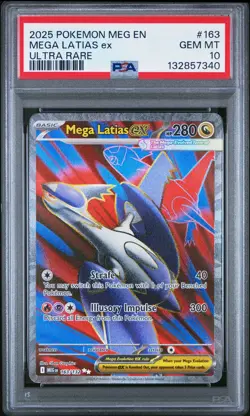2025 Pokemon Mega Evolution Mega Latias EX Ultra Rare PSA 10 #163 UR Full Art - Image 1