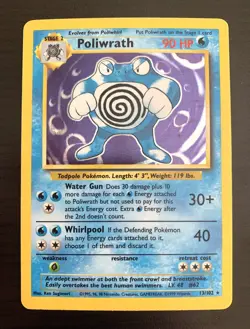 1999 Pokemon Game Base Set - Unlimited Poliwrath Holo #13 - SHIPS TODAY! 🔥🔥 - Image 1