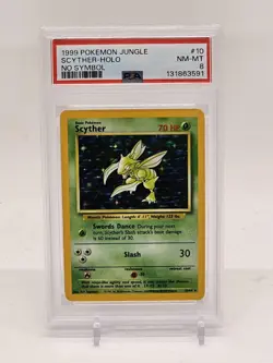 Pokemon TCG Scyther Jungle 10/64 Holo NO SYMBOL Rare PSA NM-MT 8 - Image 1