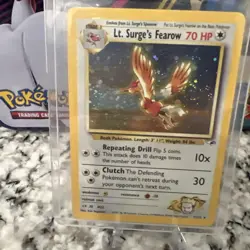 Pokemon Vintage Holo Rare Lt. Surge's Fearow Gym Heroes 7/132 WotC - Image 1