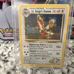 Pokemon Vintage Holo Rare Lt. Surge's Fearow Gym Heroes 7/132 WotC - Image 2