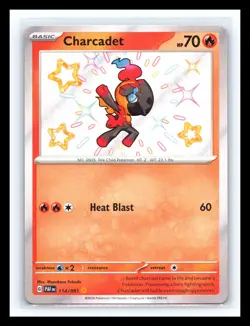 💥 Charcadet - # 114/091 Pokemon TCG SV: Paldean Fates Shiny Rare Holo 2024 - Image 1