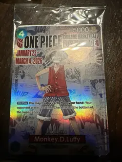 One Piece Monkey D. Luffy US Voyage College Basketball Promo Card SEALED Rutgers - Image 1