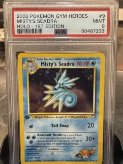 Pokemon TCG Misty's Seadra Holo Rare Card 1st Edition Gym Heroes 2000 PSA 9 - Image 1