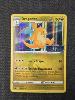 Portuguese Pokemon TCG Dragonite Silver Tempest Stamped 131/195 Holo Promo Card - Image 1