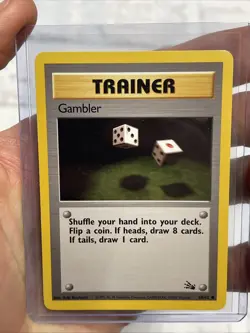 GAMBLER - Fossil Set - 60/62 - Common - Pokemon Card Unlimited Edition NM/MT Vtg - Image 1