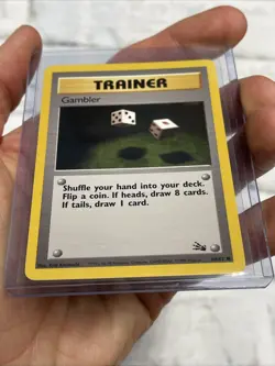 GAMBLER - Fossil Set - 60/62 - Common - Pokemon Card Unlimited Edition NM/MT Vtg - Image 2