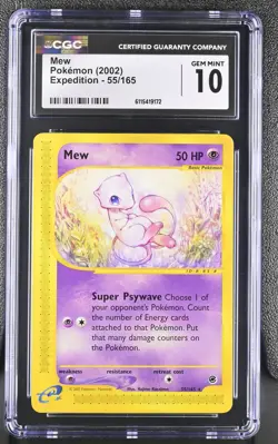 CGC 10 GEM MINT Mew 2002 Expedition 55/165 Pokemon Card - Image 1
