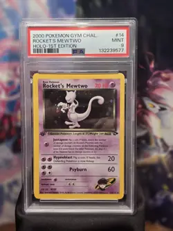 PSA 9 2000 Rocket's Mewtwo 14/132 Gym Challenge Holo 1st edition - Image 1