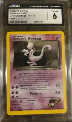 Rocket's Mewtwo 14/132 Gym Challenge Holo CGC 6 - Image 1
