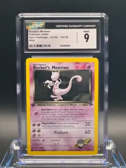 CGC 9 MINT ✨ - Rocket's Mewtwo 14/132 1st Edition Gym Challenge Holo - Image 1