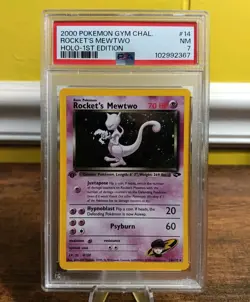 Pokemon Gym Challenge 1st Edition Rocket's Mewtwo 14/132 Holo Rare PSA 7 - Image 1