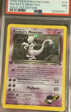 2000 POKEMON GYM CHALLENGE HOLO-1ST EDITION #14 ROCKET'S MEWTWO PSA 7 - Image 2