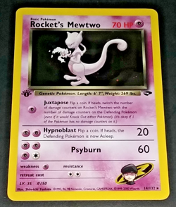 1ST EDITION POKEMON GYM CHALLENGE - ROCKET'S MEWTWO #14/132 - HOLO (NM) - Image 3