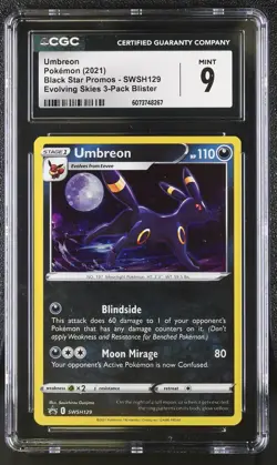 UMBREON Sword & Shield Evolving Skies Promo #SWSH129 CGC 9 Pokemon - Image 1