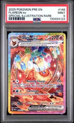 2025 POKEMON PRISMATIC EVOLUTIONS SPECIAL ILLUSTRATION RARE FLAREON EX PSA 9 - Image 1