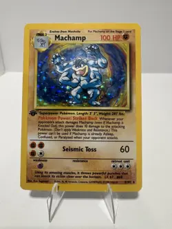 1st Edition Machamp, 8/102, Holo, Base Set, Pokemon TCG - Image 1