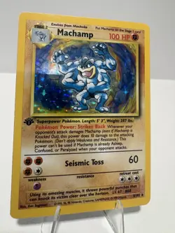 1st Edition Machamp, 8/102, Holo, Base Set, Pokemon TCG - Image 2
