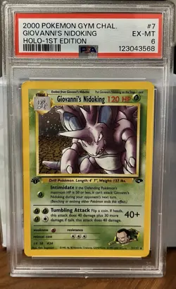 Pokemon Gym Challenge Giovanni's Nidoking 7/132 Holo 1st edition PSA 6 - Image 1