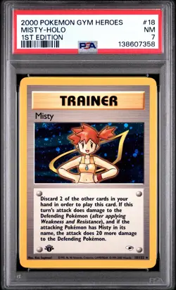 2000 POKEMON GYM HEROES 1ST ED #18 MISTY-HOLO PSA 7 - Image 1