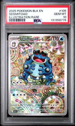 2025 Pokemon Black Bolt English Illustration Rare Seismitoad 105/086 PSA 10 - Image 1