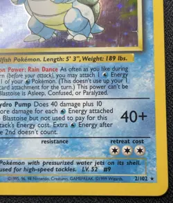 Blastoise 2/102 Base Set Holo Rare Pokemon TCG LP/MP - Image 4