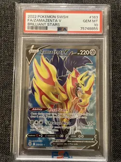 Pokemon SWSH Zamazenta V 2022 #163/172 Brilliant Stars Ultra Rare PSA 10 - Image 1